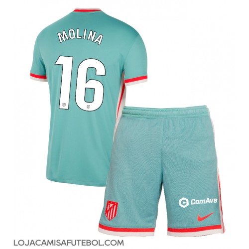 Camisa de Futebol Atletico Madrid Nahuel Molina #16 Equipamento Secundário Infantil 2024-25 Manga Curta (+ Calças curtas)